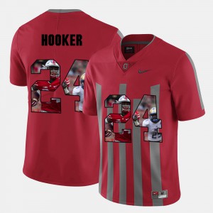 #24 Malik Hooker Ohio State Buckeyes Pictorial Fashion For Men's Jersey - Red