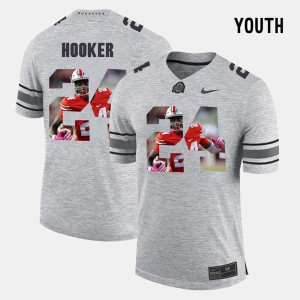 #24 Malik Hooker Ohio State Buckeyes Youth(Kids) Pictorial Gridiron Fashion Pictorital Gridiron Fashion Jersey - Gray