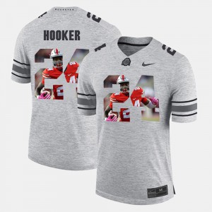 #24 Malik Hooker Ohio State Buckeyes Pictorial Gridiron Fashion Pictorital Gridiron Fashion For Men's Jersey - Gray