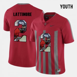 #2 Marshon Lattimore Ohio State Buckeyes Pictorial Fashion Youth(Kids) Jersey - Red