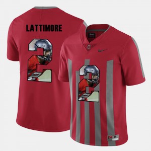 #2 Marshon Lattimore Ohio State Buckeyes Pictorial Fashion For Men's Jersey - Red