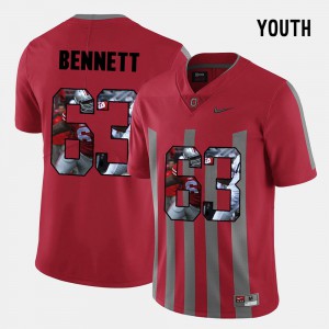 #63 Michael Bennett Ohio State Buckeyes Pictorial Fashion Youth Jersey - Red