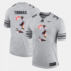 #3 Michael Thomas Ohio State Buckeyes Pictorital Gridiron Fashion For Men Pictorial Gridiron Fashion Jersey - Gray