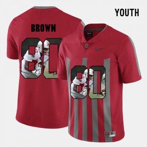 #80 Noah Brown Ohio State Buckeyes Pictorial Fashion Youth(Kids) Jersey - Red