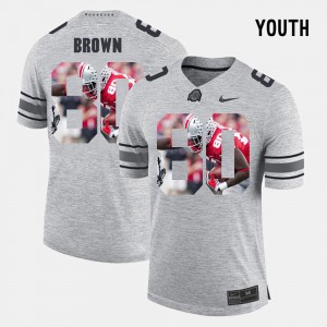 #80 Noah Brown Ohio State Buckeyes Pictorital Gridiron Fashion Pictorial Gridiron Fashion Youth Jersey - Gray