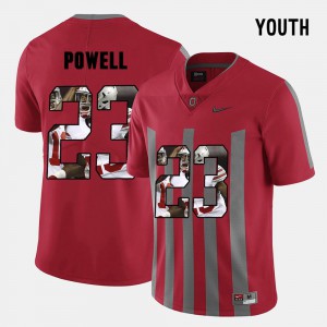 #23 Tyvis Powell Ohio State Buckeyes Pictorial Fashion For Kids Jersey - Red