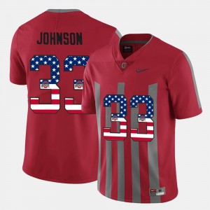 #33 Pete Johnson Ohio State Buckeyes Men US Flag Fashion Jersey - Scarlet