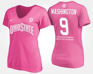 #92 Adolphus Washington Ohio State Buckeyes Ladies With Message T-Shirt - Pink