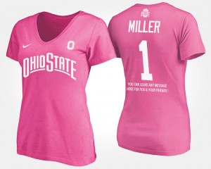 #1 Braxton Miller Ohio State Buckeyes For Women's With Message T-Shirt - Pink
