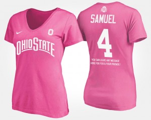 #4 Curtis Samuel Ohio State Buckeyes Womens With Message T-Shirt - Pink