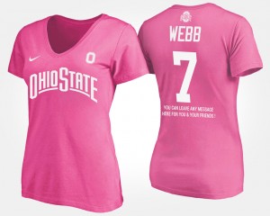 #7 Damon Webb Ohio State Buckeyes For Women's With Message T-Shirt - Pink