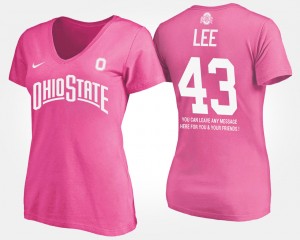 #43 Darron Lee Ohio State Buckeyes Ladies With Message T-Shirt - Pink