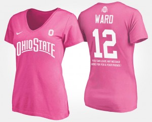 #12 Denzel Ward Ohio State Buckeyes For Women With Message T-Shirt - Pink