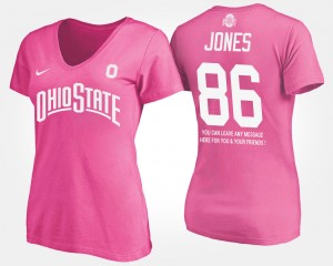 #86 Dre'Mont Jones Ohio State Buckeyes Womens With Message T-Shirt - Pink