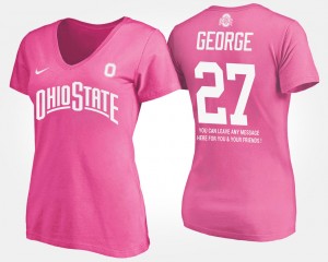 #27 Eddie George Ohio State Buckeyes Womens With Message T-Shirt - Pink