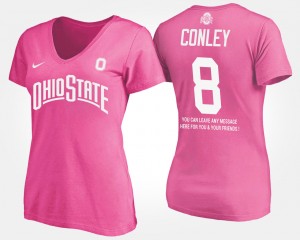 #8 Gareon Conley Ohio State Buckeyes Womens With Message T-Shirt - Pink