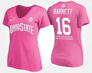 #16 J.T. Barrett Ohio State Buckeyes With Message For Women's T-Shirt - Pink