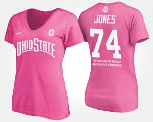 #74 Jamarco Jones Ohio State Buckeyes Women With Message T-Shirt - Pink