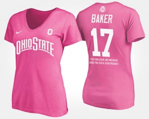 #17 Jerome Baker Ohio State Buckeyes Women With Message T-Shirt - Pink