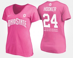 #24 Malik Hooker Ohio State Buckeyes Women With Message T-Shirt - Pink