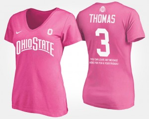#3 Michael Thomas Ohio State Buckeyes With Message Ladies T-Shirt - Pink