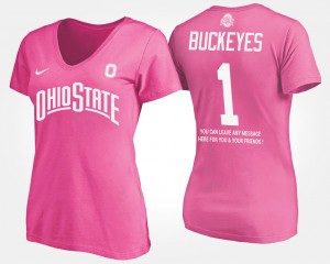 #1 Ohio State Buckeyes Women No.1 Short Sleeve With Message T-Shirt - Pink