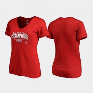 Ohio State Buckeyes For Women Flea Flicker V-Neck 2019 Rose Bowl Champions T-Shirt - Scarlet
