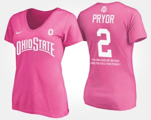 #2 Terrelle Pryor Ohio State Buckeyes With Message Women's T-Shirt - Pink