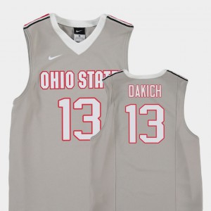 #13 Andrew Dakich Ohio State Buckeyes Replica College Basketball Youth Jersey - Gray