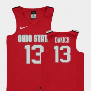 #13 Andrew Dakich Ohio State Buckeyes Replica College Basketball For Kids Jersey - Red