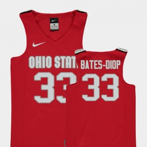 #33 Keita Bates-Diop Ohio State Buckeyes Youth(Kids) Replica College Basketball Jersey - Red